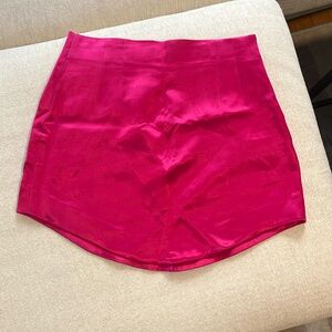 Hot pink satin skirt
